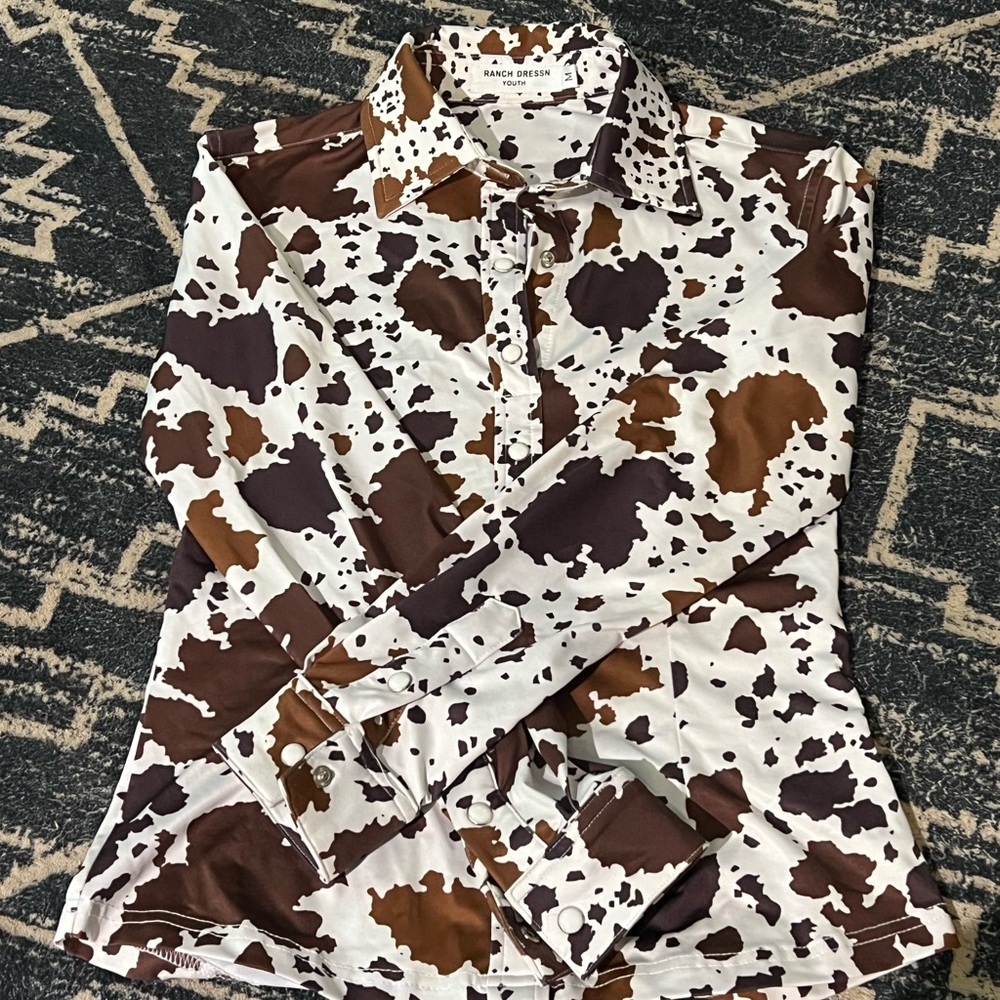 Brown and White Button Down Kids Shirt